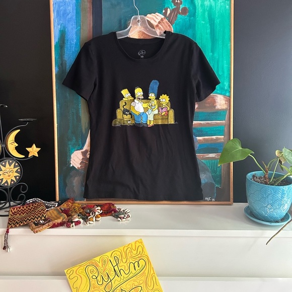 The Simpsons Black Cartoon Family Graphic Tee Small - Picture 2 of 14
